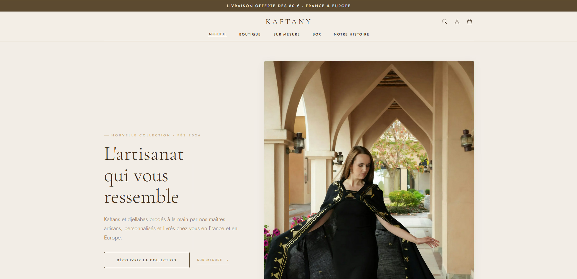 Aperçu du site e-commerce Kaftany